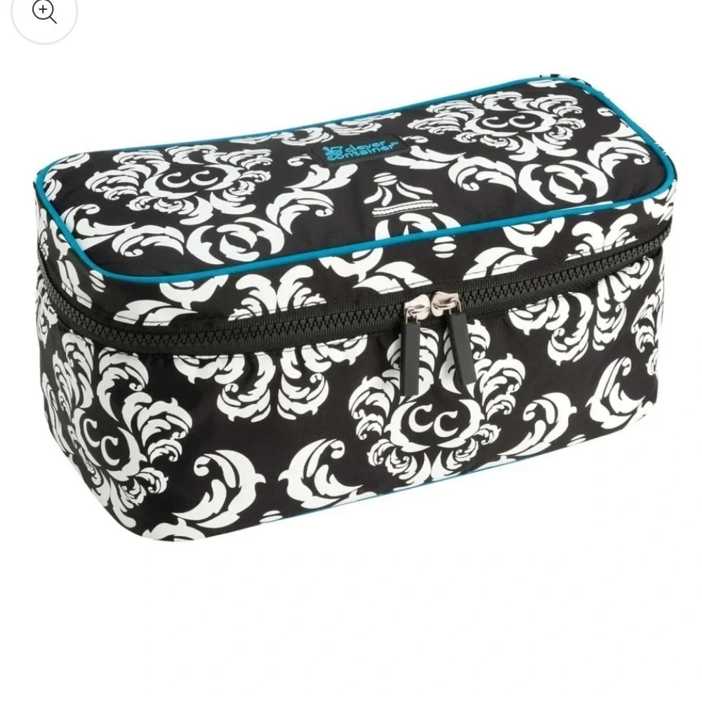 🆕 Travel Pouch for Makeup, Tech, Chargers and Much More Teal Black White